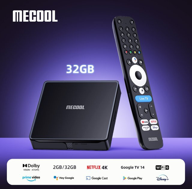 MECOOL Android TV Box MEon1 4K UHD mit 32GB, Netflix und Dolby Vision, Farbe: Schwarz - Bild 1