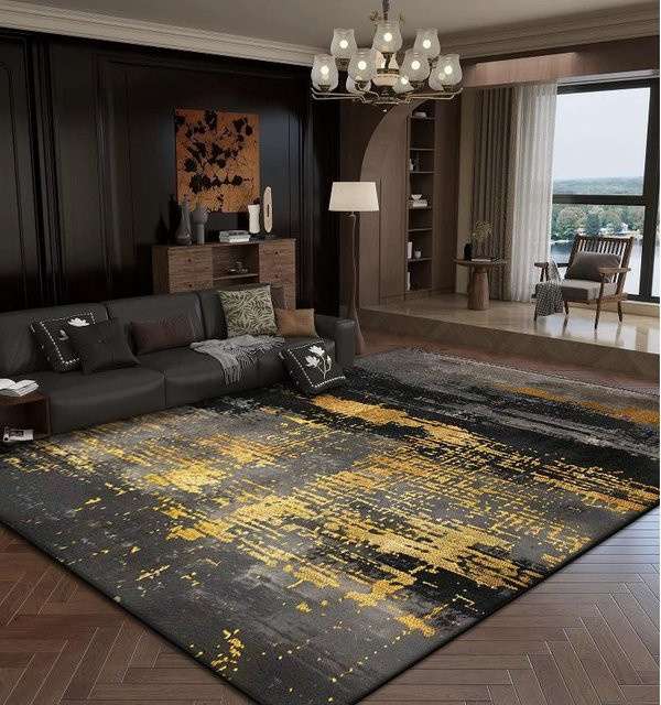 Karpetti Wohnzimmerteppich mit abstraktem Design in Gold und Multicolour, weich und rutschfest, B/T: 160 x 80 cm - Bild 1