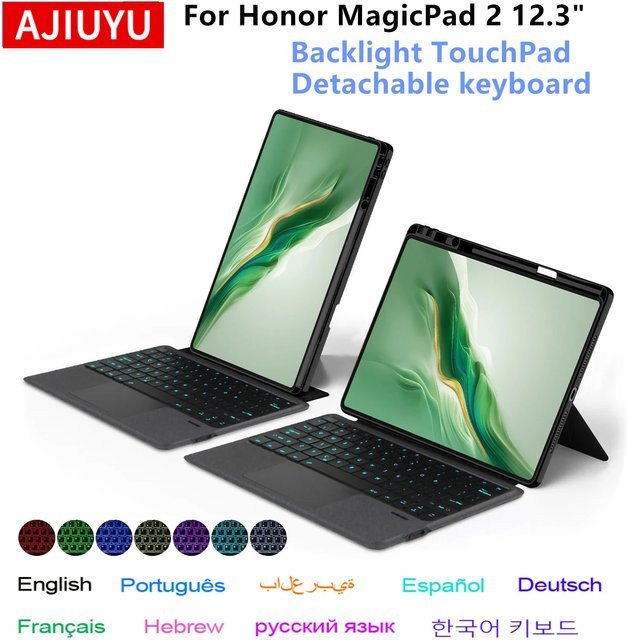 Honor Tastaturhülle mit Hintergrundbeleuchtung und Stifthalter für MagicPad 2 12,3 Zoll, Schwarz - Bild 1