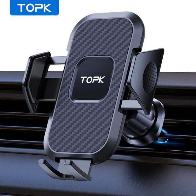 TOPK Autotelefonhalterung mit Air Vent Upgrade und Auto-Locking Haken Clip in Schwarz, Universal Halterung für iPhone 16 15 14 13 Pro Max und Samsung S25 Ultra - Bild 1
