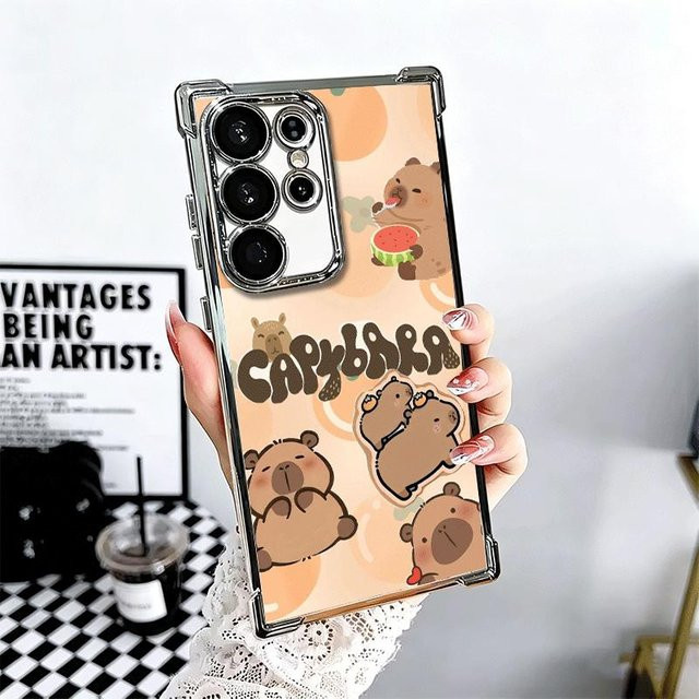 Niedrige Handyhülle mit Capybara Cartoon Design für Samsung Galaxy S24 S25 S26 S23 S22 S21 S20 Ultra Plus FE, Multicolor, Anti-Fall Schutzhülle - Bild 1