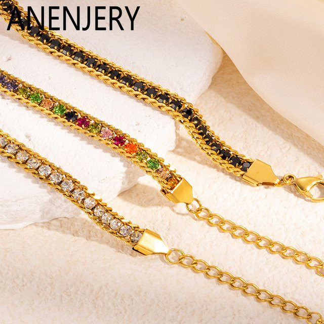 ANENJERY Armband, Edelstahl, Bunt, Zirkonia, Damen - Bild 1