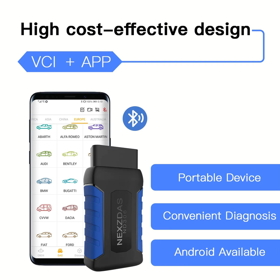 Humzor Nexzdas ND306 Bluetooth Auto Diagnose Werkzeug für Vollsystem Fehlerdiagnose und Service Reset in Schwarz - Bild 2