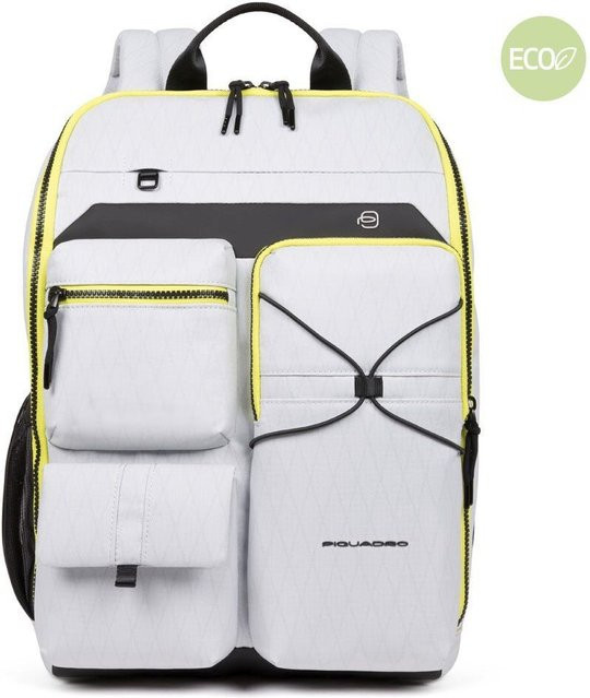 Piquadro Otello Laptoprucksack für 15,6 Zoll aus recyceltem Stoff mit iPad-Fach in Weiß Eis - Bild 1