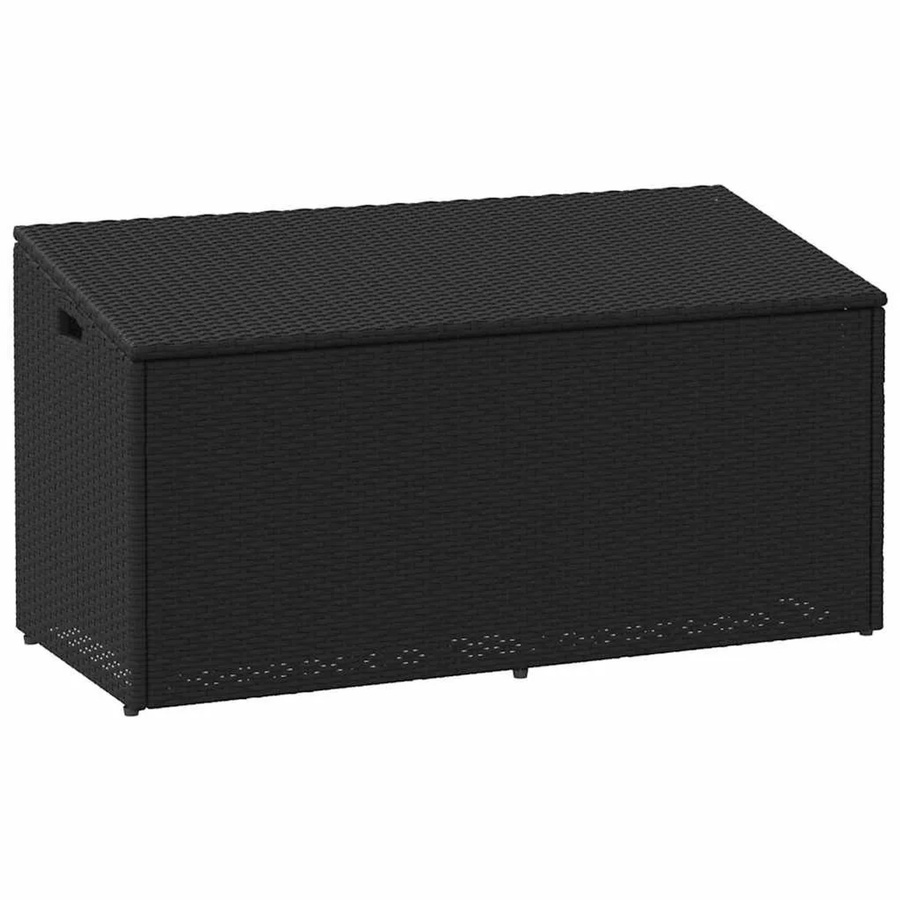 vidaXL Garten-Aufbewahrungsbox aus Poly Rattan und Metall in Schwarz, B/T/H: 110 x 50 x 58 cm - Bild 2