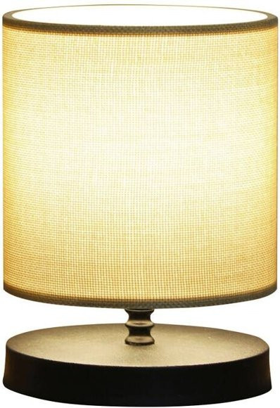Opviq Tischleuchte sandbeige aus Stoff und Kunststoff, B/T/H: 15 x 15 x 22 cm, E14 Fassung - Bild 1