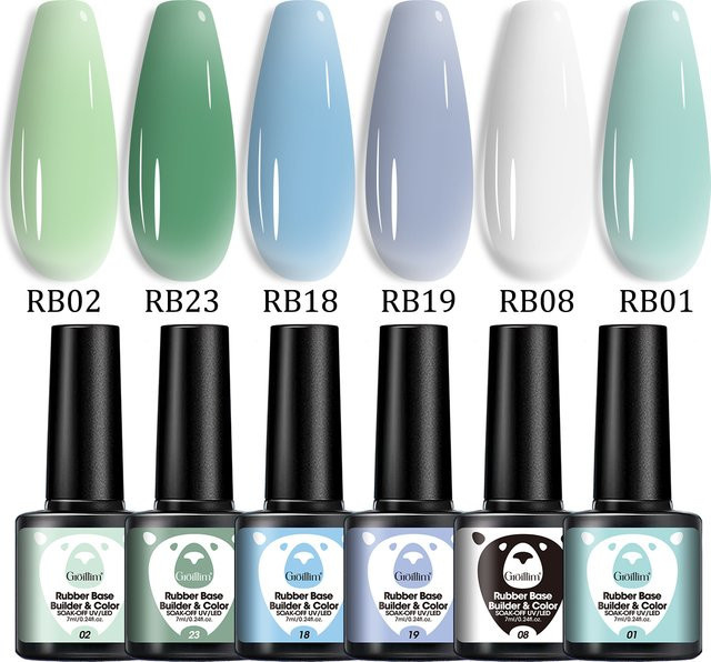 Groillim 6-teiliges Set 2-in-1-Gel-Nagellack, hellrosa, glänzend - Bild 1
