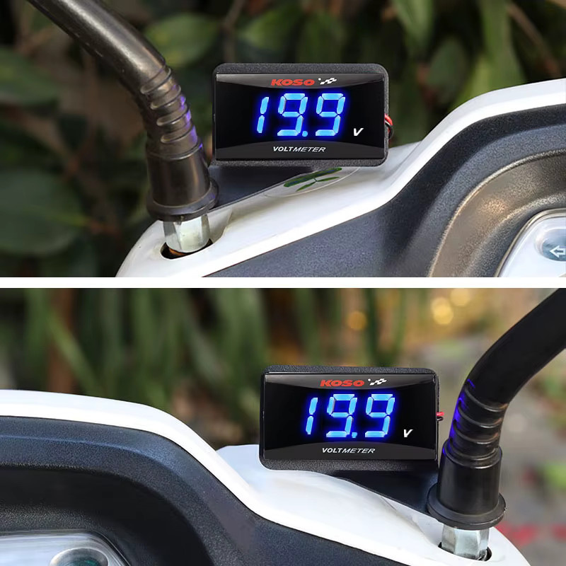 KOSO Universal Digital Voltmeter mit wasserdichtem LCD-Display für Motorräder in Rot und Schwarz - Bild 2