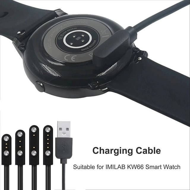 VORILYNEX Universelles Smartwatch Magnet USB-Ladekabel in Schwarz mit 2-Pin und 4-Pin Anschluss für Erwachsene und Kinder - Bild 1