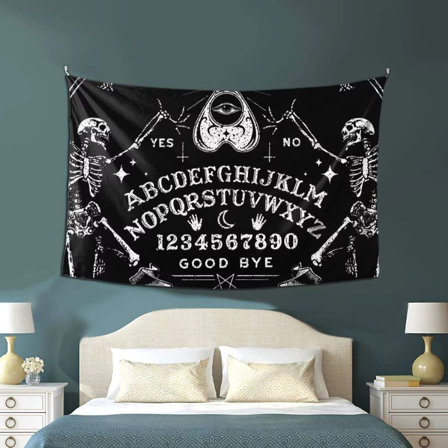 VIKAMA Ouija Board Wandteppich in Schwarz im geheimnisvollen Wahrsagungsstil für deine Wanddekoration - Bild 4