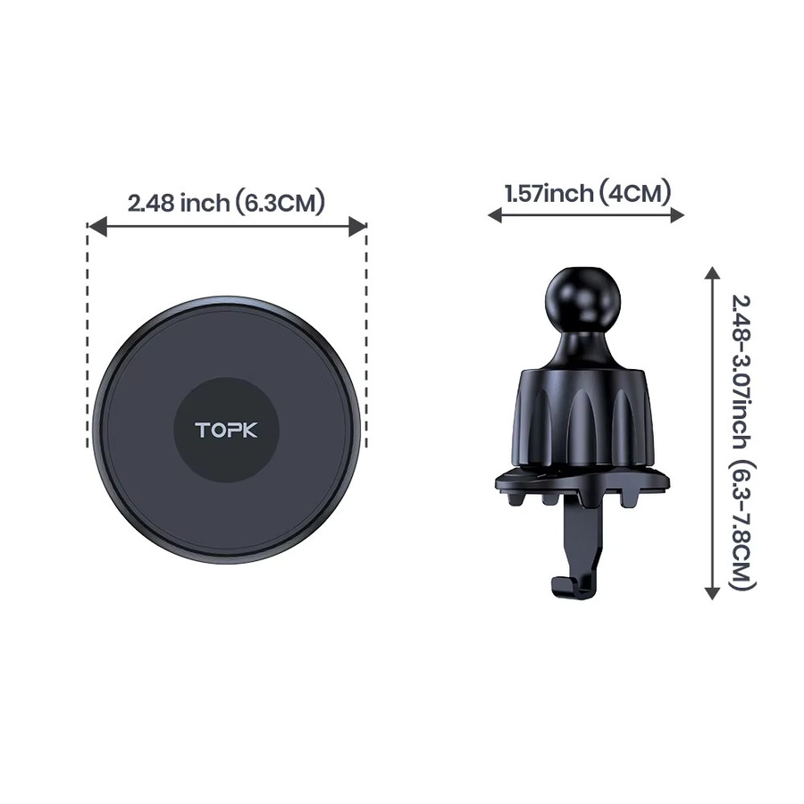 TOPK Magnetischer Handyhalter für das Auto, MagSafe-kompatible Auto-Handyhalterung in Schwarz für die Lüftungsschlitze - Bild 2