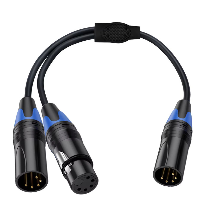 BSN XLR 5-Pin Y-Splitter-Kabel Schwarz: 1 Buchse auf 2 Stecker für DMX512 Bühnenlicht und professionelles Audio-Signal - Bild 2