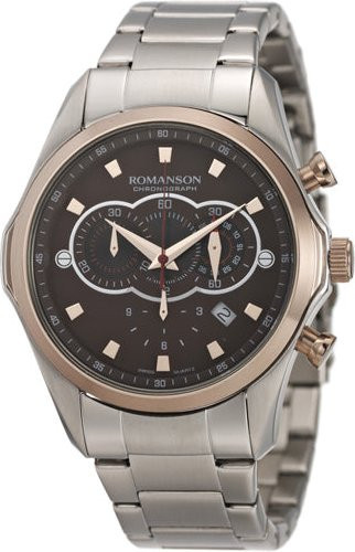 Romanson Chronograph Herrenuhr, Edelstahl, Quarz, 44 mm, Schwarz - Bild 1