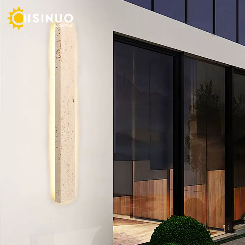 IISINUO LED Außenwandleuchte Naturstein Beige Warmweiß für Garten Veranda und Eingangsbereich - Bild 3