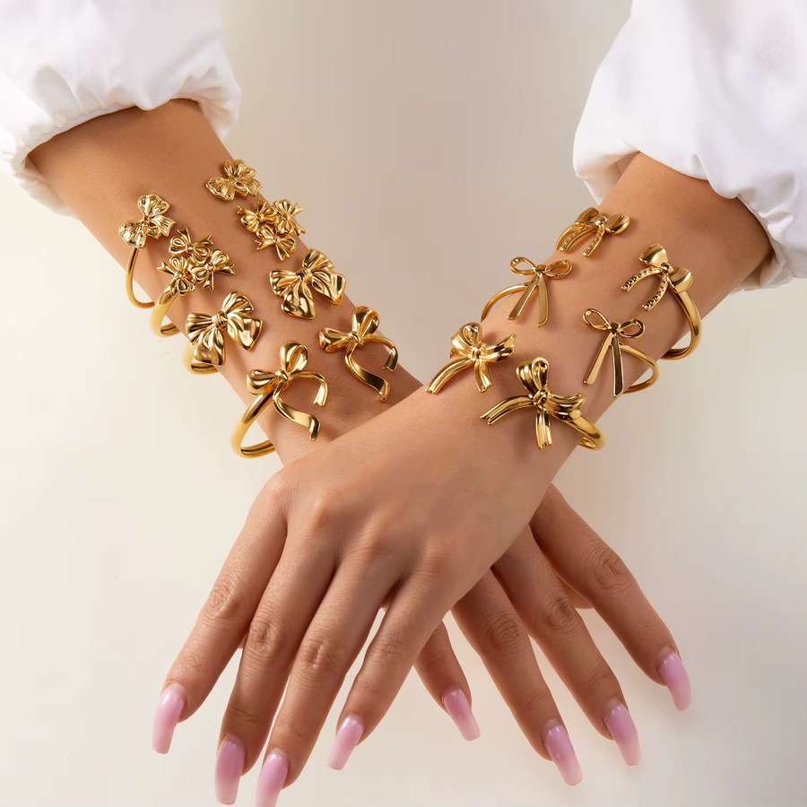 RINHOO FRIENDSHIP Armreif Edelstahl, Gold, Damen, Bowknot - Bild 1