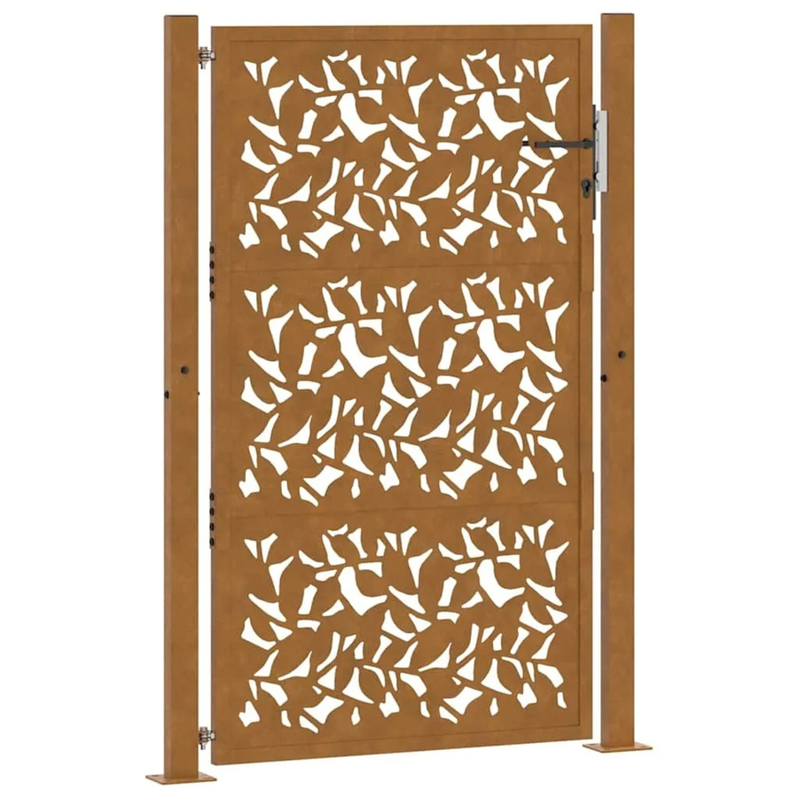 vidaXL Gartentor aus Stahl mit Blattdesign in Braun, B: 110 cm, H: 155 cm - Bild 2