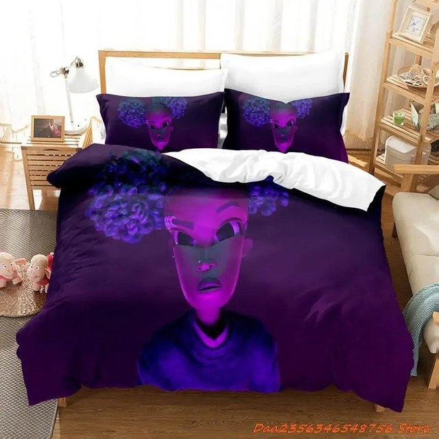 Wendell & Wild Comedy Bettwäscheset mit 3D Anime Design, lila, 2-teilig, B: 70 cm, L: 133 cm - Bild 1