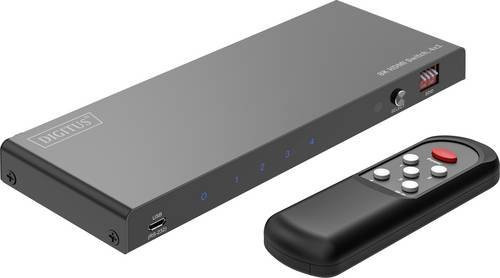 Digitus 8K HDMI Switch 4x1 mit LED-Anzeige, Metallgehäuse und Fernbedienung in Schwarz - Bild 1