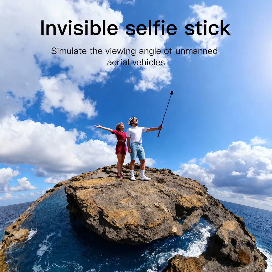 Mecoright Universeller Unsichtbarer Selfie-Stick mit Griff für Insta360 X5 X4 X3 X2 ONE R und DJI OSMO 360, Bullet Time Set, Schwarz - Bild 3