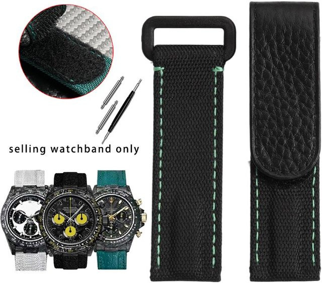 QuirkCart Uhrenarmband Canvas-Nylon, 20mm, Schwarz, Herren - Bild 1
