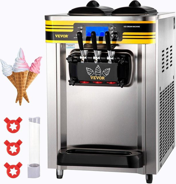 Kommerzieller Softeisbereiter von Buying Solutions, MB in Silber, Tischgerät mit 2350W Leistung, 2x6L Behältern und 2L Zylinder, Digitalanzeige und Alarmfunktion - Bild 1
