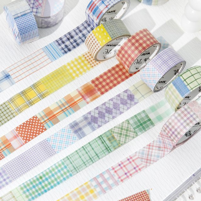 Retro Washi-Tape mit Leinen-Karomuster für dein DIY-Tagebuch und Scrapbooking - Bild 1