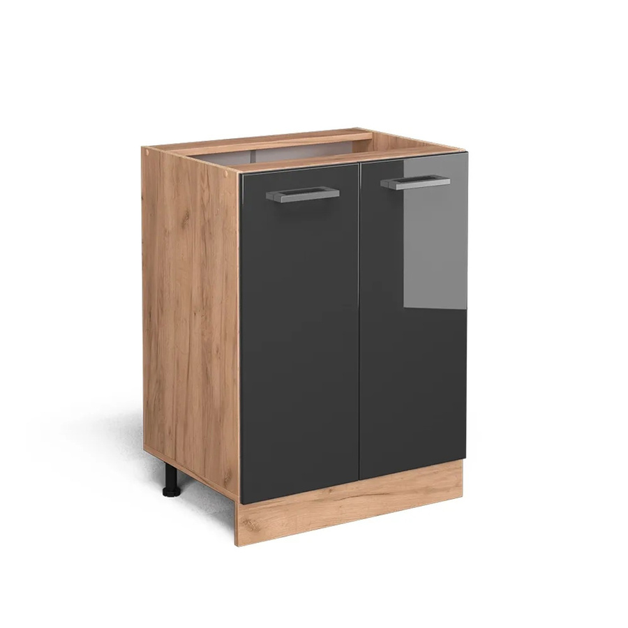 Vicco Küchenunterschrank R-Line Anthrazit Hochglanz mit Goldkraft-Elementen Breite: 60 cm, Höhe: 81,6 cm, Tiefe: 46 cm - Bild 3