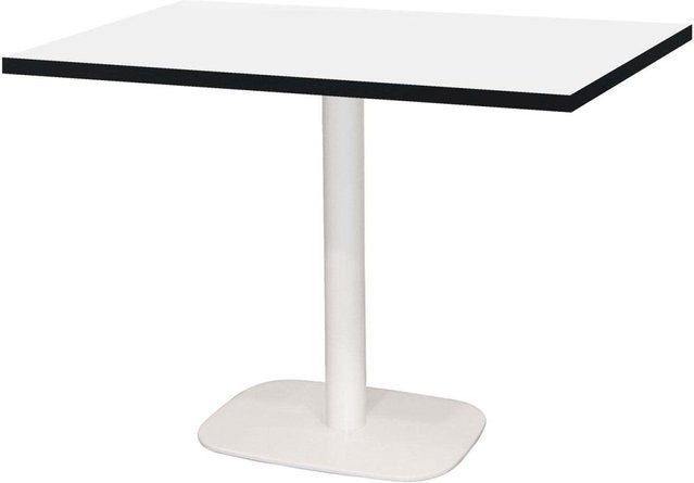 RestooTab Tisch Round rechteckiger Esstisch in Weiß mit Holzdekor und weißem Gestell, B/T/H: 120 x 70 x 75 cm - Bild 1
