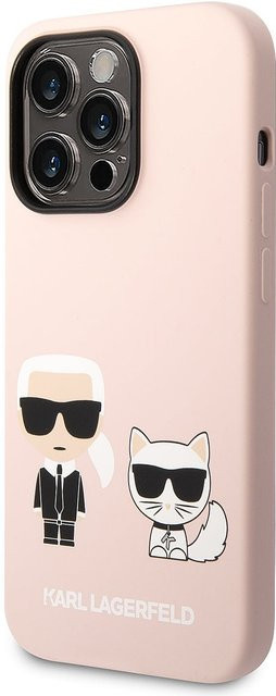 Karl Lagerfeld MagSafe Silikonhülle für Apple iPhone 14 Pro in Rosa mit Karl & Choupette Design - Bild 1