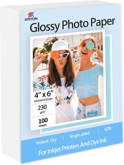 100 Blatt glänzendes Fotopapier für Tintenstrahldrucker, einseitig, 230 g/m2, Format: 10,16 x 15,24 cm - Bild 1