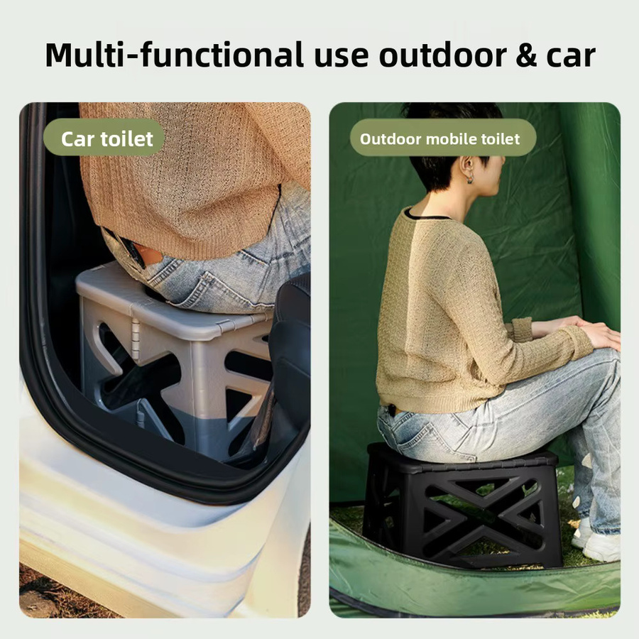 Tragbare Auto-Klapptoilette mit Deodorant-Funktion für Outdoor und Camping in Grau - Bild 3