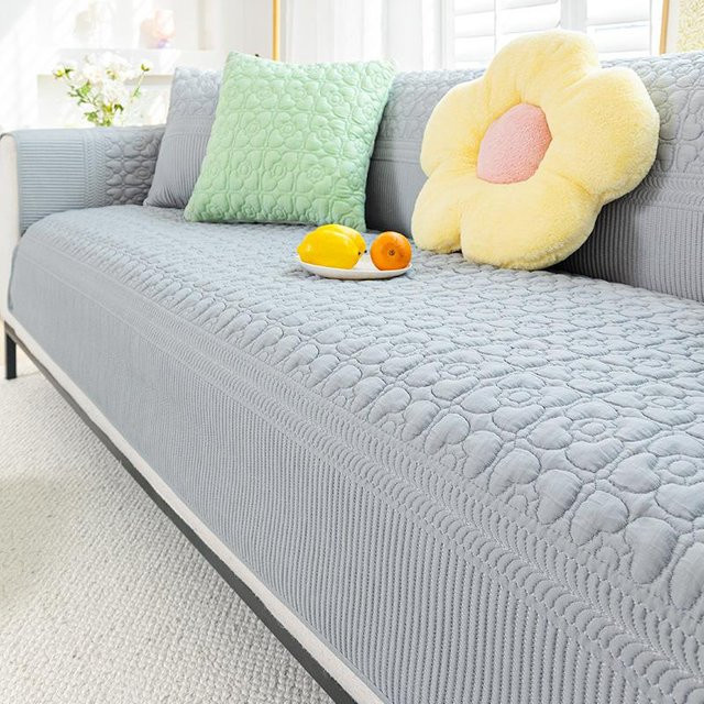 Sofakissen aus Jacquard-Eis-Seide in Grau, quadratisch, B/B: 70 x 70 cm - Bild 1