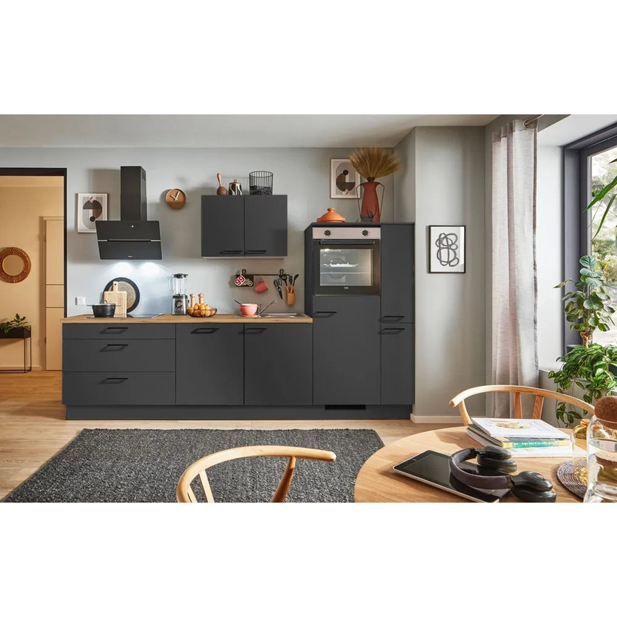pino Küchenzeile Grafit mit 1 Seitenschrank und Anschlag rechts, Breite: 310 cm - Bild 2