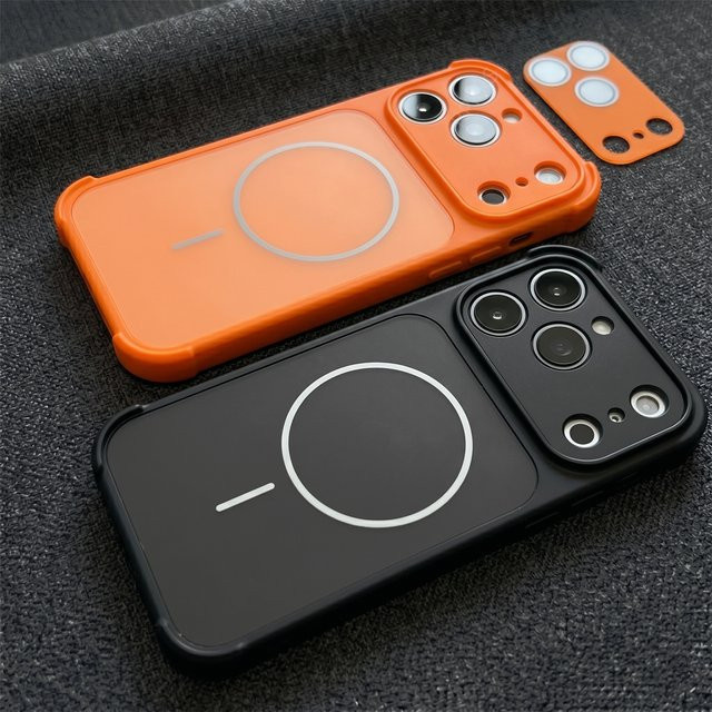MagSafe Magnetische Silikon-Schutzhülle für iPhone in Orange mit harter PC-Rückseite - Bild 1
