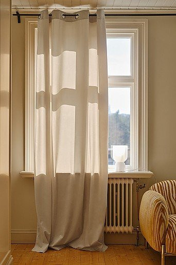 Jotex Savannah Ösenvorhang aus Samt in Beige und Weiß, semi-transparent, Breite: 140 cm - Bild 1