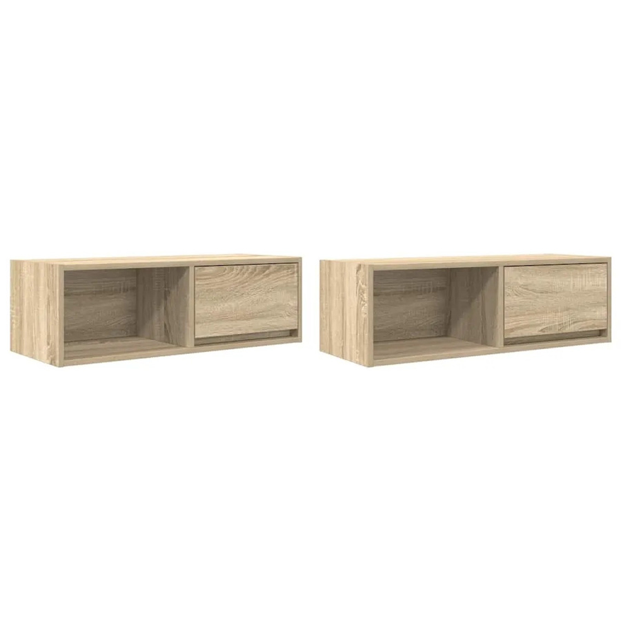 vidaXL TV-Schränke 2er-Set Sonoma-Eiche, Wandmontage, B/T/H: 80 x 31 x 25,5 cm - Bild 2