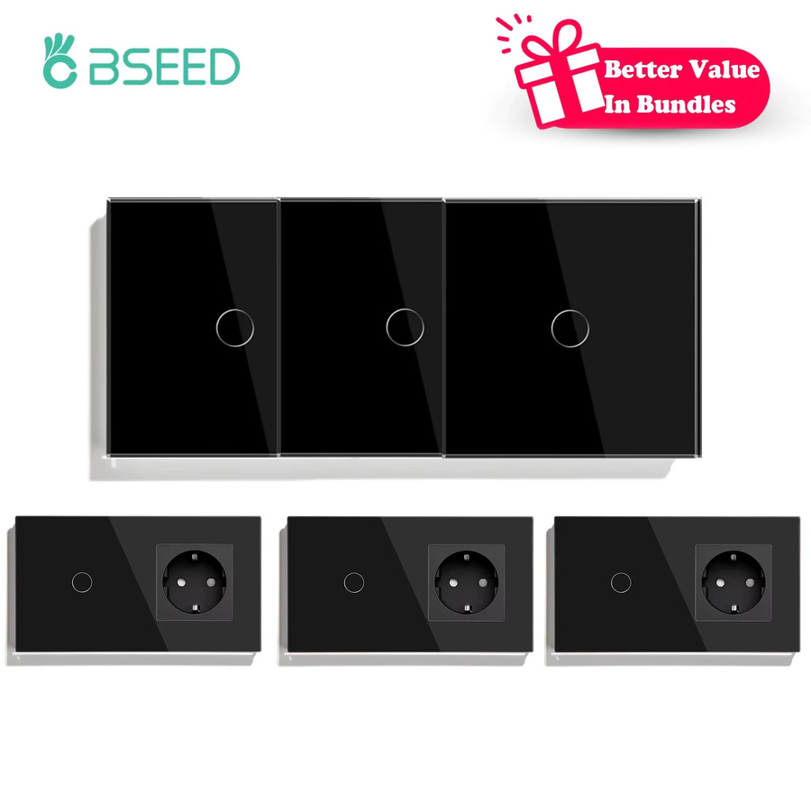 BSEED Touch-Schalter 1-fach 1-Wege in Schwarz aus Kristallglas mit schwachblauer LED-Hintergrundbeleuchtung, wasserdicht, einphasig - Bild 6