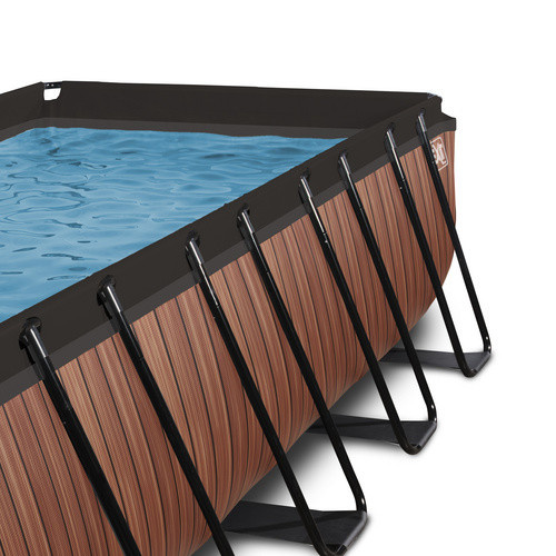 EXIT Toys Wood Pool rechteckiges Aufstellbecken mit Filterpumpe, braun, B/T/H: 540 x 250 x 122 cm - Bild 3
