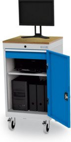 Bedrunka+Hirth Computerschrank mobil in Braun mit Flügeltüren, Schubladen und Fachböden, B/T/H: 53 x 50 x 100 cm - Bild 1