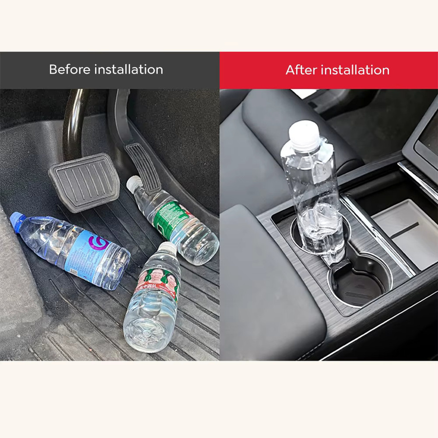 TESY Getränkehalter-Matte für Tesla Model Y und Model 3 Highland, rutschfest und wasserdicht, Schwarz - Bild 6