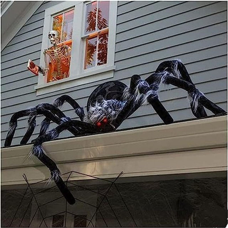 Schwarze haarige Spinne als langlebige Halloween-Dekoration und Foto-Requisite aus Textil - Bild 1