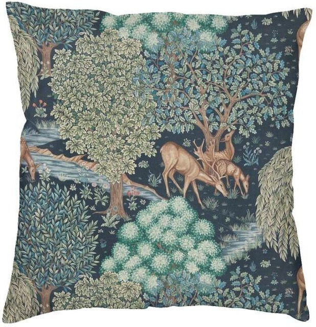 Orlala Kissenbezug Fuchs und Hase von William Morris aus Samt mit Blumenmuster und Tiermotiv, B/T/H: 45 x 45 x 0 cm, Multicolour - Bild 1