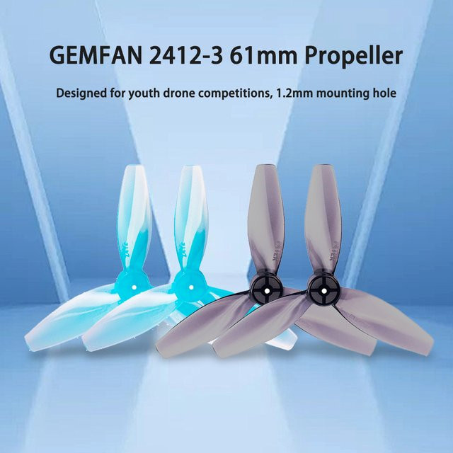 Gemfan 2412-3 61mm 3-Blatt PC Propeller, 4 Paar, Grau - Bild 1