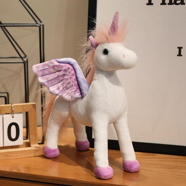 Wucifang Bags Buntes Fliegendes Pferd Einhorn Plüschtier, Grau, 25cm - Bild 1