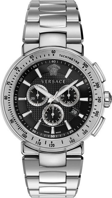 Versace Chronograph, Quarz, Edelstahl, Schwarz, 46 mm, Herren - Bild 1
