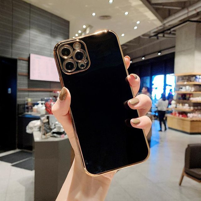 Stoßfeste galvanisierte Handyhülle für Apple iPhone 11 bis iPhone 17 Pro Max in Schwarz - Bild 1