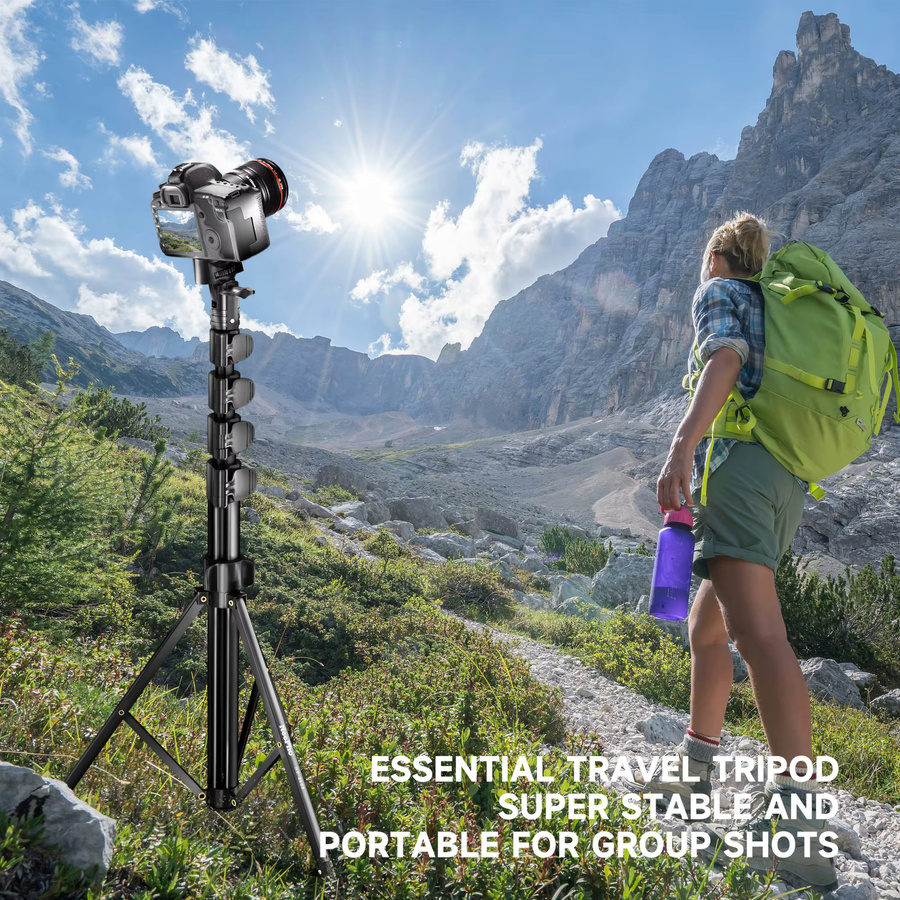 NeePho NP-2588 Multi-Winkel Aluminium-Stativ Selfie-Stick mit Cold-Shoe-Halterung in Schwarz, 180 cm Höhe, kompatibel mit Handys und Kameras - Bild 5