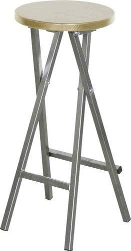 FUNSTAR Barhocker aus Stahl und Kiefernholz in Grau, Braun oder Beige, Durchmesser: 35 cm, Höhe: 82 cm - Bild 1