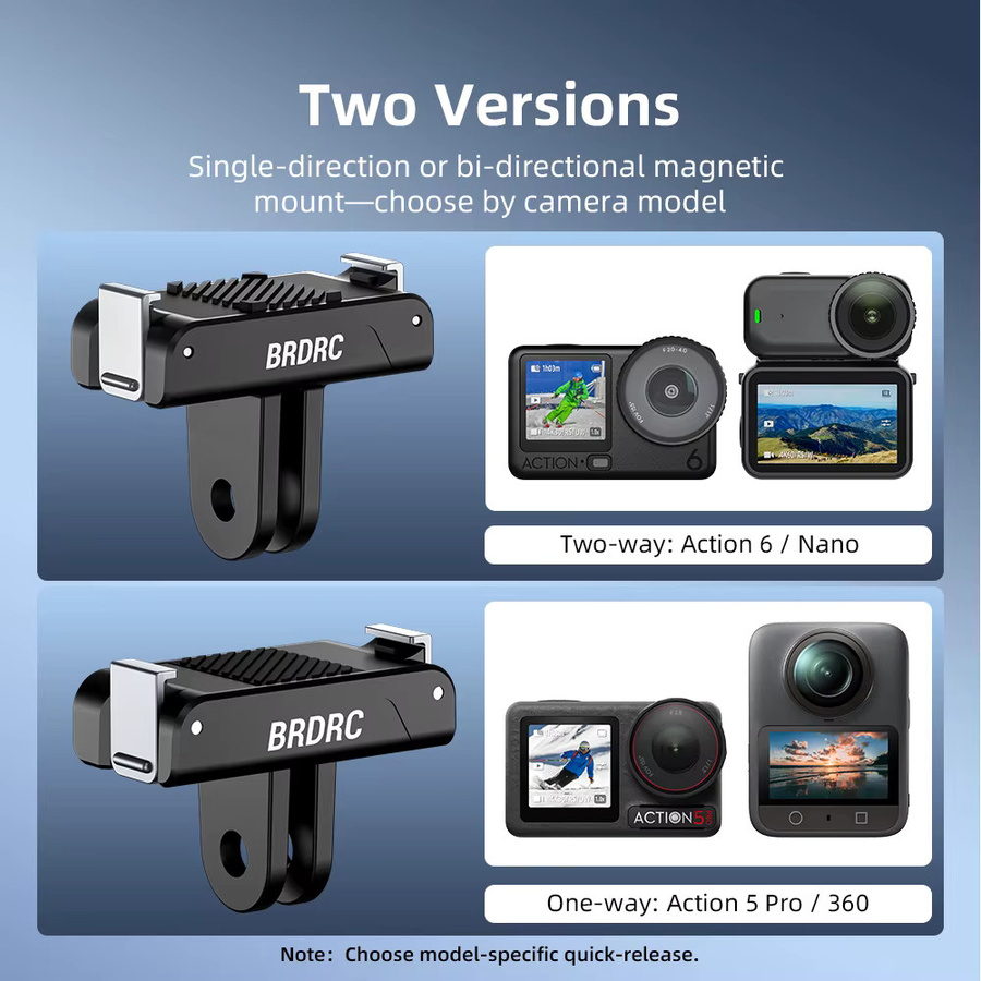 Magnetischer Adapter-Halter für DJI Action 6/NANO/Action 3/4/5 und Osmo 360 Kamera, Schnellwechsel-Halterung und Stativ-Adapter für Selfie-Aufnahmen, Schwarz - Bild 5