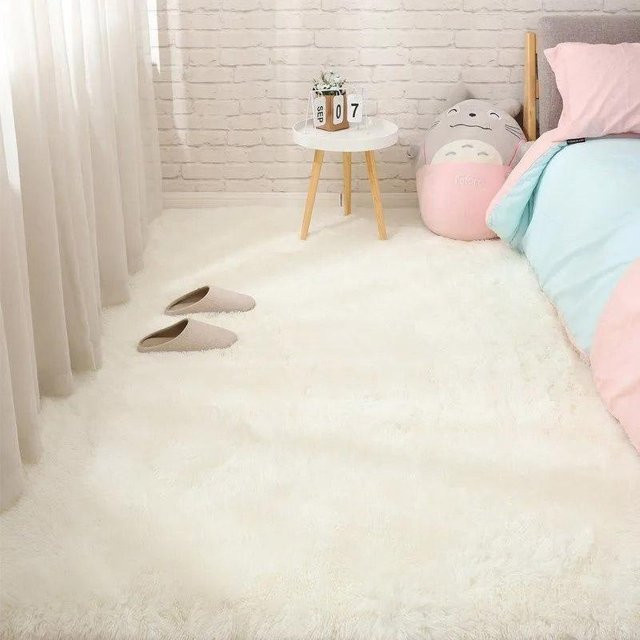 WTEMPO Plüschteppich in Weiß für Schlafzimmer und Wohnzimmer, B/T: 40 x 120 cm - Bild 1